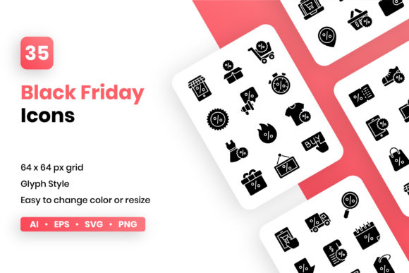 Black Friday Glyph Icon Set for Modern Branding