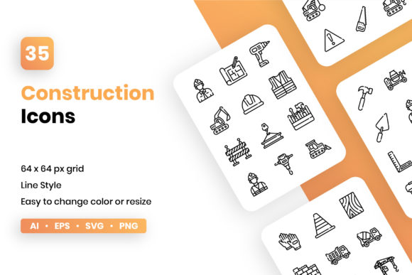 Construction Line Icon Set Graphics for Digital Sellers