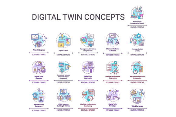 Digital Twin Concept Graphics for Modern Branding