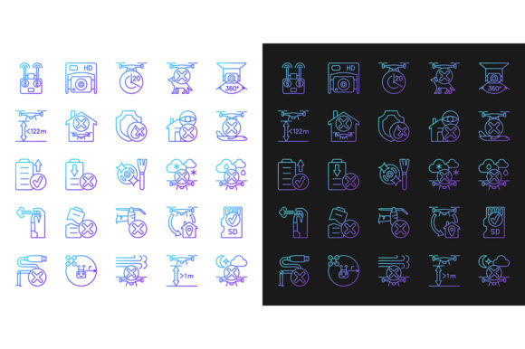 Drone Usage Gradient Manual Label Icons Graphics
