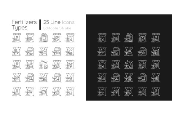 Fertilizers Type Linear Icons Set Graphics