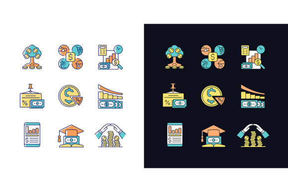 Financial Literacy Light and Dark Theme Graphics