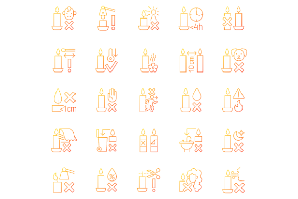 Handmade Candles Gradient Icons Bundle