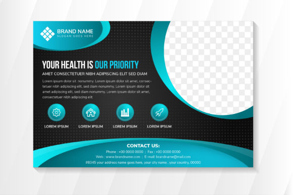 Health Priority Horizontal Flyer Blue Graphics