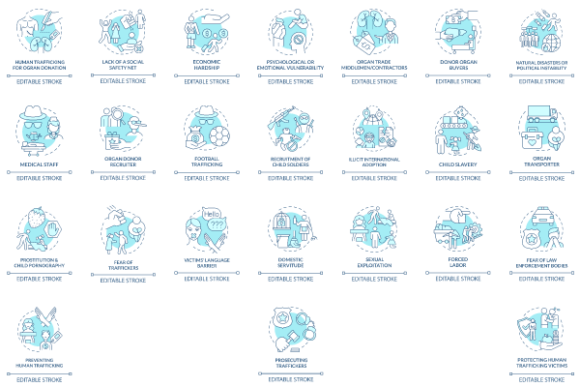 Human Trade Blue Concept Icons Bundle: A Design Asset for Impactful Branding