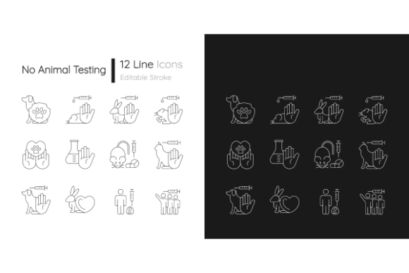 No Animal Testing Linear Icons Bundle for Graphics and Icons