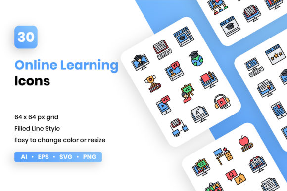 Online Learning Icon Set for Modern Branding