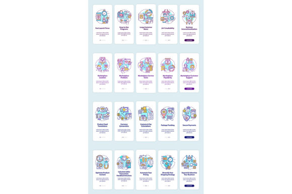Online Marketplace Onboarding Mobile App Graphics for Local Branding