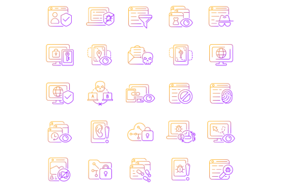 Online Surveillance Icons Bundle Graphics for Crafters