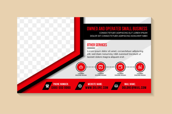 Operated Small Business Red Horizontal Graphics for Print Templates