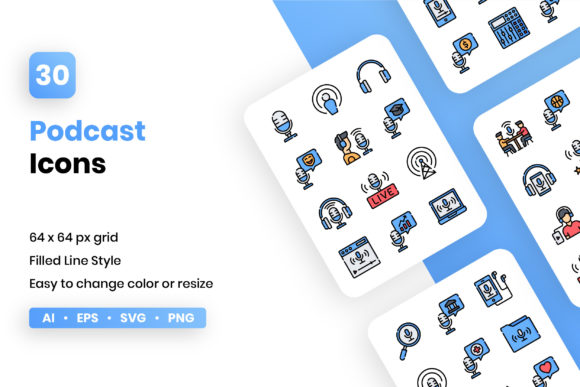 Podcast Icon Set for Modern Branding