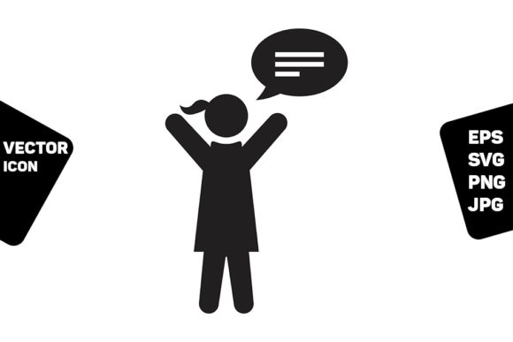 Speech Icon Vector Female Person Profile Graphics