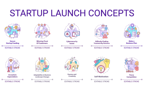Startup Launch Icons for Modern Web Design