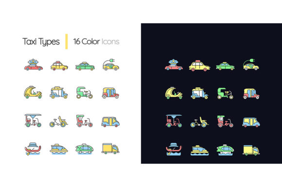 Taxi Types Light and Dark Theme Set