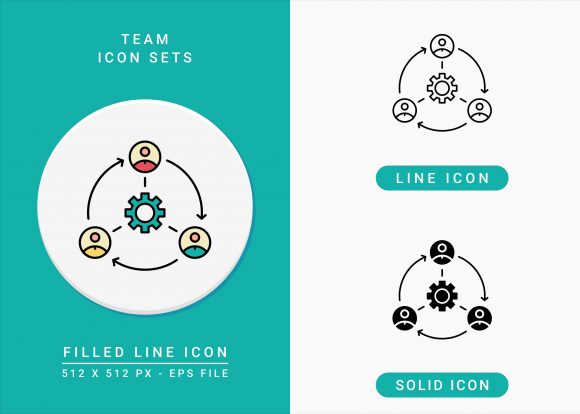 Team Icons Set: A Modern Graphic Design Asset for Branding