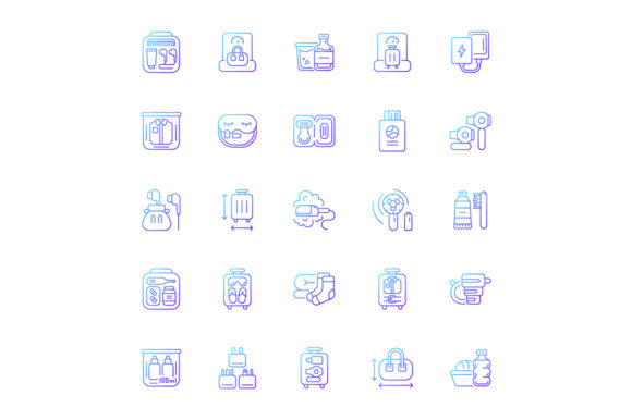 Travel Size Objects Gradient Linear Set Graphics