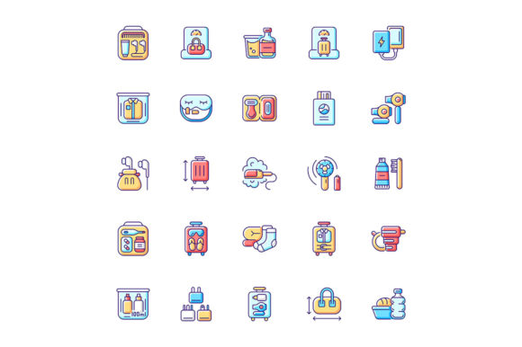 Travel Size Objects RGB Icons Graphics
