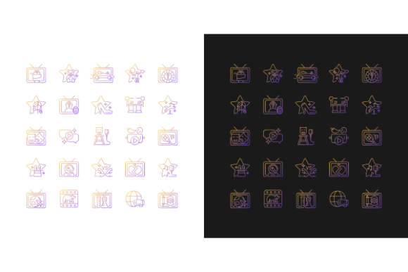 TV Show Gradient Icons Set for Modern Branding