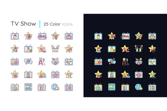 TV Show Light and Dark Theme RGB Color Graphics