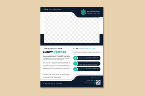 Vacation Blue Vertical Flyer Graphics for Print Templates