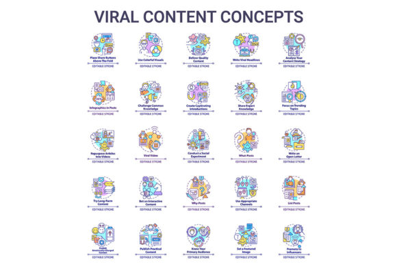 Viral Content Icons Graphics for Crafting