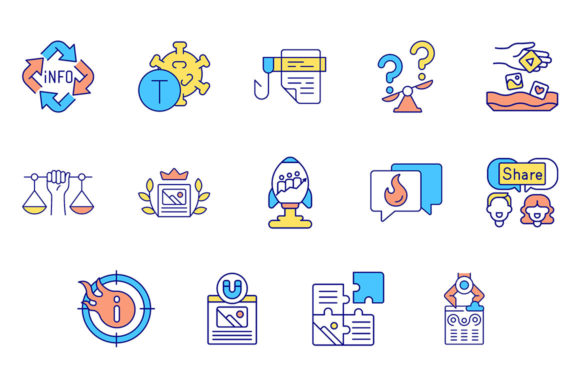 Viral Marketing RGB Color Icons Set